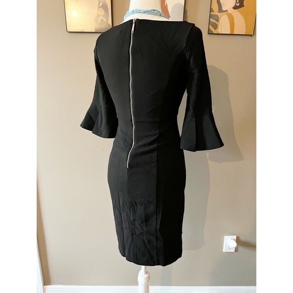 WHBM Black Flare Sleeve Bodycon Dress - Picture 2 of 5